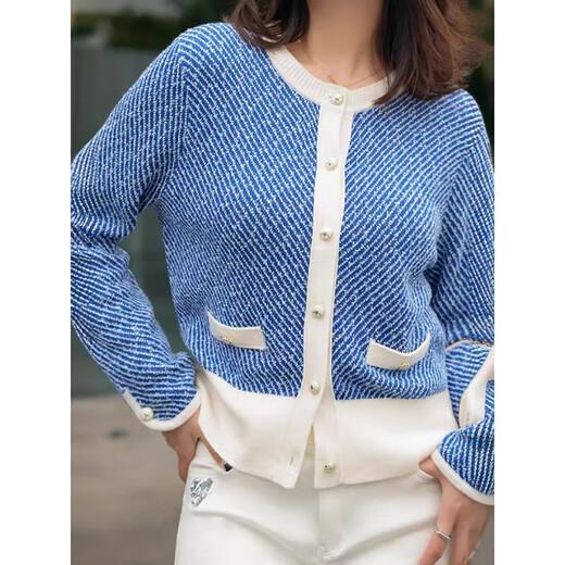 [Armani Hersteller] Big Brand Homologe Xiaoxiangfeng Woll-Strickjagd für Frauen-Pullover Long Sleeve Cardigan für Frauen Blue L (100-120jin [Jin entspricht 0,5 kg])