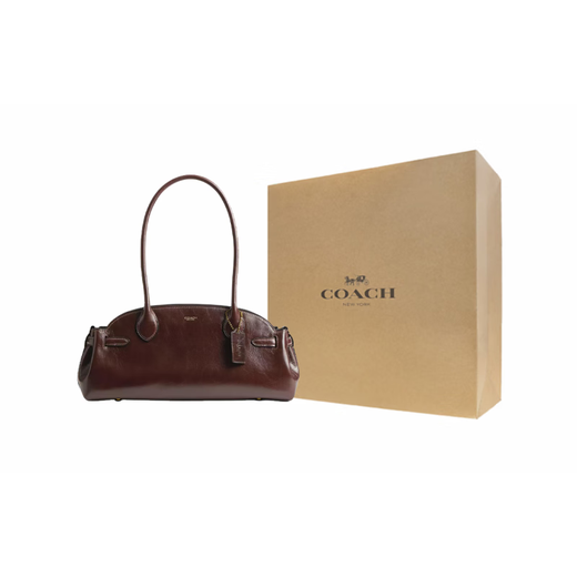 Coach Empire Carryall 34 Brand Logo Reißverschluss Verschluss verglaste Lederhandtasche Umhängetasche alte Version - Glasurbeutel (Bag + Staubbeutel)