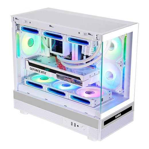 先马（SAMA）小惊鸿 白色MATX海景房游戏电脑机箱 270°全景/双面玻璃/支持360水冷/9风扇位/410mm长显卡/U2+U3