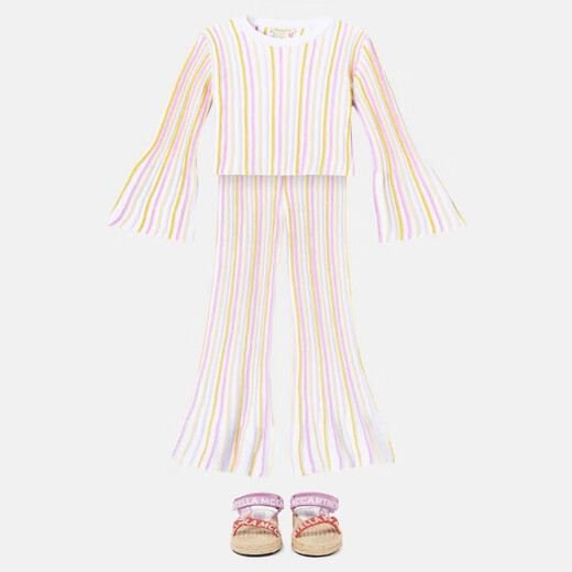 Stella McCartney 罗纹针织条纹棉质混纺上衣 P01081716 米色 XXS Y 2