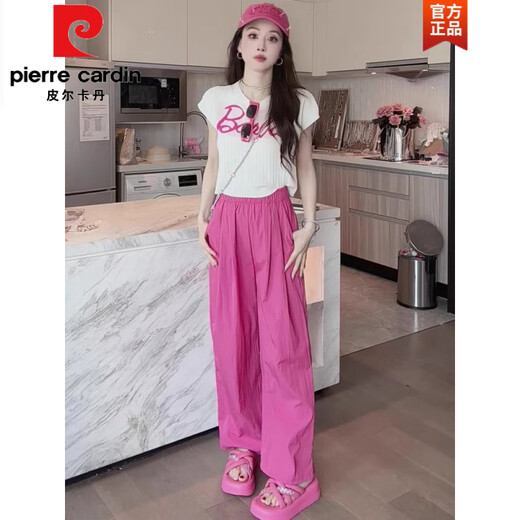 Pierre Cardin Internet Promi Sportanzug Frauen Sommer neuer Stil Streetbrated Casual Ice Seiden mit weit ligenden Hose modische altersreduzierende kurze Ärmel zwei Teile Bildfarbe Top 835 s