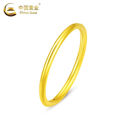 China Gold (CHINA GOLD) 18K gold Sansheng III ring for women new plain ring Valentine's Day birthday gift for girlfriend and wife 18k plain ring about 0.3g No. 12 + rose gift box