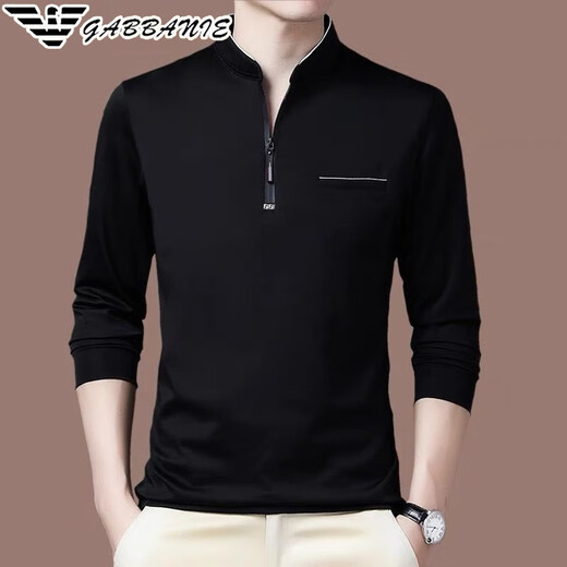 Falamone Armani Herren langärmelige Stand-Collar-T-Shirt High-End Business Cason Cotton Sweatshirt Spring Neues Basishemd Trend GA/6625 Rose Red Plüsch S 165/84a
