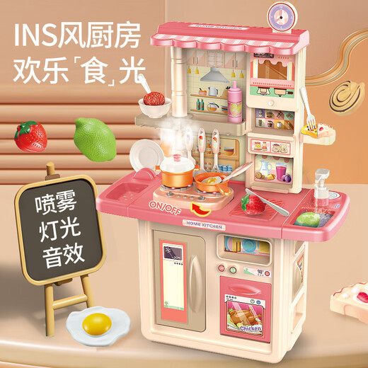 斯纳恩儿童厨房玩具女孩3-6-8岁做饭声光喷雾仿真煮饭厨具套装生日礼物