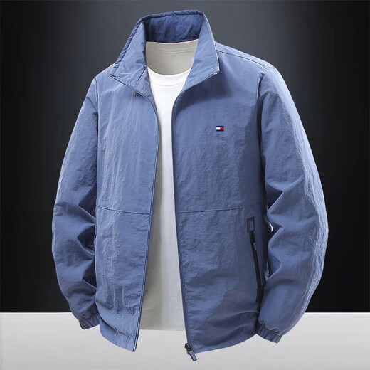 TOMMYBULL American Tommy Tommy Stand Collar Work Jacket Men's Autumn and Winter New Fashion Versatile Thickened Warm Jacket 2502-Dark Gray (Thin) XL 130-145Jin Jin is equal to 0.5 kg