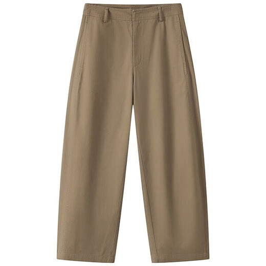 
MUJI women's mercerized twill barrel wide version pants dark beige L