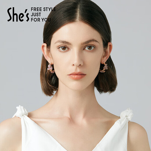 She s Qianzi handmade light luxury fashionable oil drop earrings Van Gogh iris flower earrings female birthday gift for girlfriend