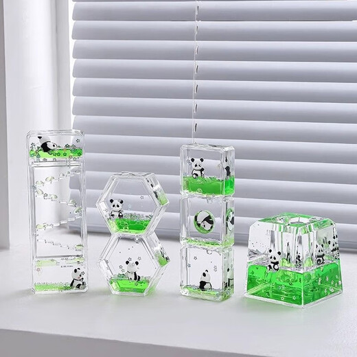 Panda Oil Drop Hourglass Decompression Artifact Emotional Healing Office Desk Ornament Creative Quicksand Bottle Timer Decoration Panda Oil Drop-Music Note Style