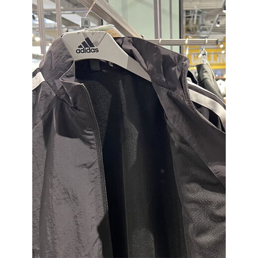 阿迪达斯 （adidas）外套男士2025春季新款健身训练运动服立领防风休闲梭织夹克上衣 KC3892黑色/白 2XL