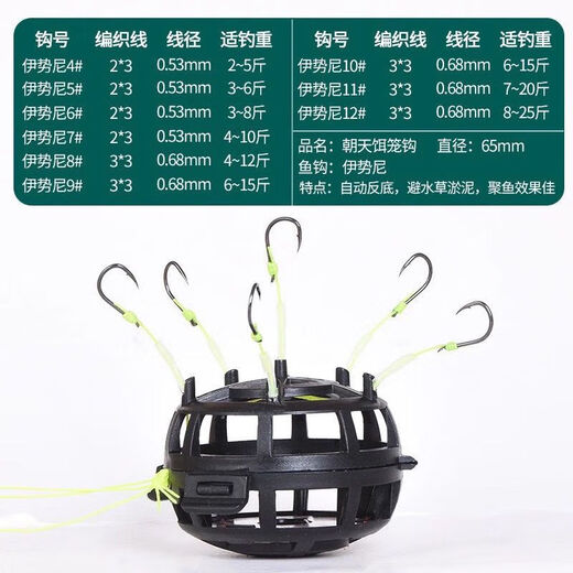 Hongji upturned bait cage hook anti-bottom explosive hook wild fishing square bait hand rod cage throwing rod sea pole Iseni silver carp and bighead carp No. 10 3 pieces anti-bottom upturned bait cage