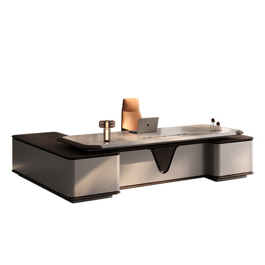 Aosenming boss desk modern light luxury high-end chairman leadership office executive desk president desk computer desk nano titanium silver paint 2.4 meters double cabinet boss desk