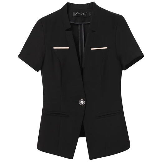 
Poresno Hotel foreman high-end work clothes, beauty professional suit set, women's summer thin short-sleeved suit, front desk work suit 6629 black suit + pants for suspenders XL recommendation 107-117Jin [Jin equals 0.5 kg] Universal size