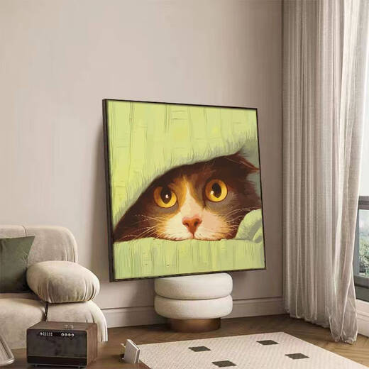 语森忆可爱猫咪diy填充儿童涂色2024新款小尺寸手绘油彩装饰画 hy12804 20*20cm加厚实木内框