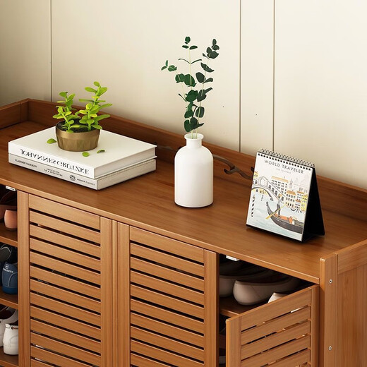 DSRAWMYT Nan Bamboo Shoe Rack Entry Door Household Porch Cabinet Integrated Door Dustproof Shoe Storage Cabinet Rental House Shoe Cabinet