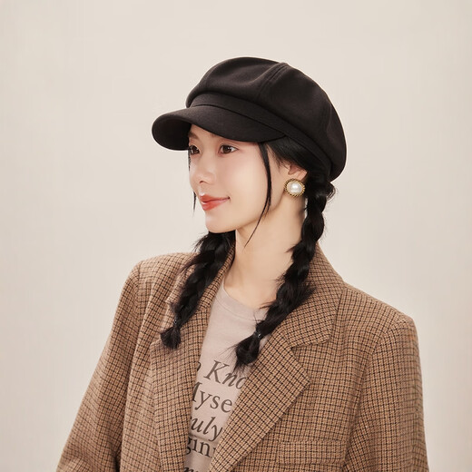 Popeye Woolen Octagonal Hat Women's Spring and Autumn Trend Korean Version British Retro Painter Internet Celebrity Beret Showing Face Small Literary Newsboy Hat