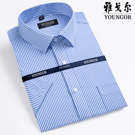 CEO Yageol Summer Men's Short Sleeve Shirt Business Formal Clothes Casual Loose Working No-Iron Plaid Solid Color Shirt Men DX6624 40 (Suggested weight 130-145 Jin [Jin equals 0.5 kg])