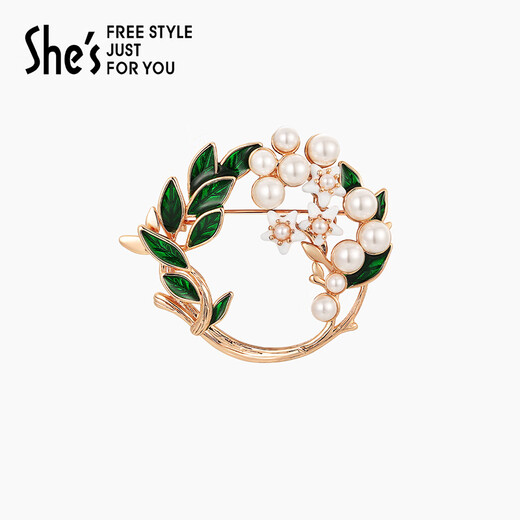 She s Akiko Contrast Color Gardenia Temperament Brooch Corsage Pin Earrings Combination Set Birthday Gift for Girlfriend Gardenia Garland Brooch SBB9209307D1