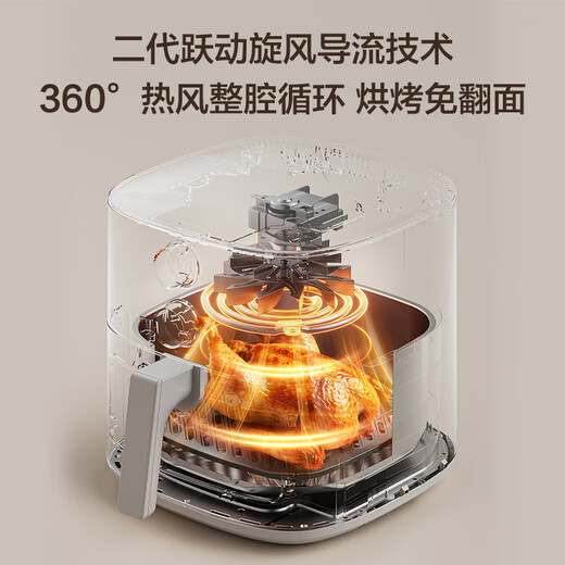 Midea household air fryer, flip-free, 25-year new style, transparent visible large window, steam tender roasting, practical large-capacity 5.3L metal inner cavity, easy-to-use knob KZE5383
