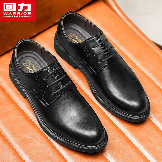 Warrior leather shoes men's business casual men's shoes low-cut British formal leather shoes men 2725 black 42