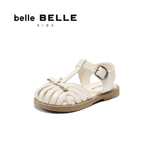 Belle Girls' Shoes Holiday Style Roman Sandals Shopping Mall Same Style Hollow Casual Sandals 15000B75 Beige 28