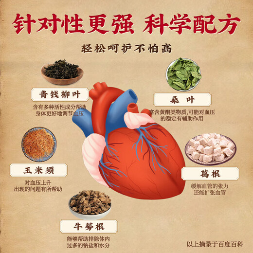 
Beijing Tongrentang Qingqianliu Corn Scarlet Mulberry Leaf Hypotension Tea Helps Lower Blood Pressure Higher Blood Pressure Special Three High Tea Lower Blood Glucose and Lipid Pressure Tea [High Blood Pressure, Dizziness] 1 shot 96 packs