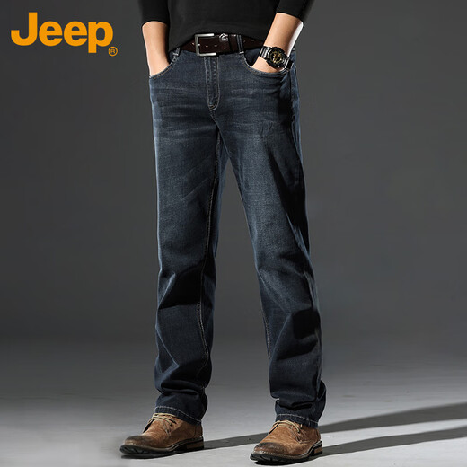 JEEP Jeep Jeans Men's Autumn and Winter Trendy Loose Pants Men's Casual Straight Men's Trousers Blue 34