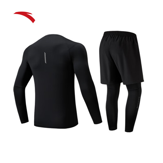 
Anta (ANTA) Quick Dry Fitness 3-piece Set丨Men's Autumn Sports Quick Dry Track and Field Long Sleeve T-Running Tights Fitness Cover Basic Black-2 2XL (Male 185)