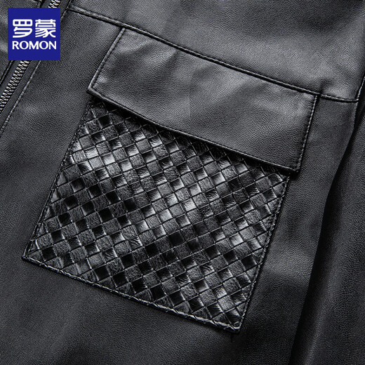 ROMON Men's Leather Jacket 2025 Autumn and Winter New Lapel Jacket Business Casual Imitation Leather Jacket Top Men's Black XL