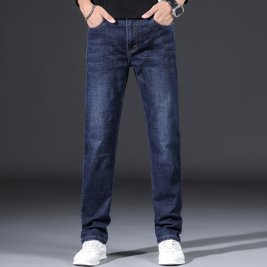 AEMAPE American Apple high-end jeans men's summer thin style trendy casual and versatile loose straight stretch long trousers men 6211 black regular size 30 waist circumference 2 feet 3 suitable for 110-120 Jin [Jin equals 0.5 kg]