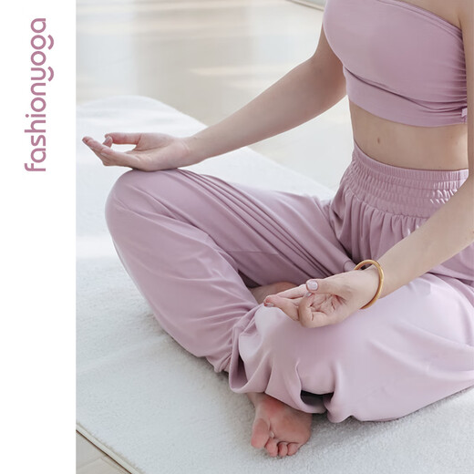 Fansheng Yoga 2025 new simple sports and casual versatile cropped pants for women breathable loose slimming F15922 skin soft powder M