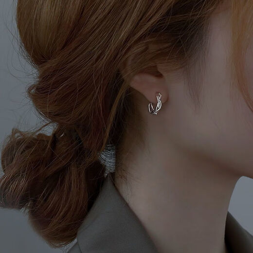 FVIP Old Phoenix 999 sterling silver pure silver hypoallergenic women's Japanese and Korean sense of personality temperament thorn ear buckle circle earrings Japanese and Korean thorn earrings pair