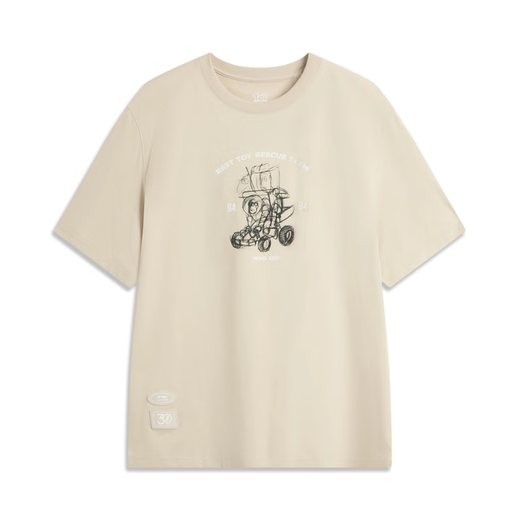 Li Ning short-sleeved T-shirt men's 2025 summer new Pixar Toy Story joint brand moisture-absorbing and sweating comfortable half-sleeved top 687-3 Coast Gray XL