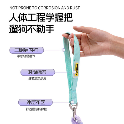 Pipitao pet traction rope gradient color rope multi-functional dog walking rope cat walking rope explosion-proof cat and dog rope pet dog rope collar gradient swivel neck pull green traction rope 1cm rope diameter