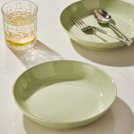 TREEJACK ceramic bowls, plates, tableware set, French style, fresh, creamy style, rice soup bowls, dishes, plates, chopsticks and spoons, 11-piece set