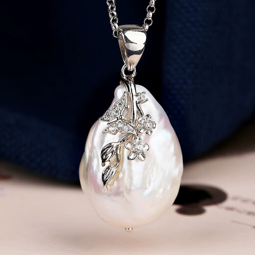 KUXAS925 silver hand-inlaid natural baroque pearl pendant for women, light luxury niche design, temperament, clavicle new pendant