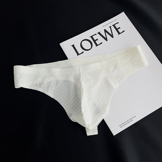 Color principal CAT Men's tang Men's U Convex Summer Simple Cool Cool Sin traceles Seda de una pieza de una pieza de baja cintura Shorts sexy C79 White Navy Powder M 90-120Jin [Jin equivale a 0.5 kg]