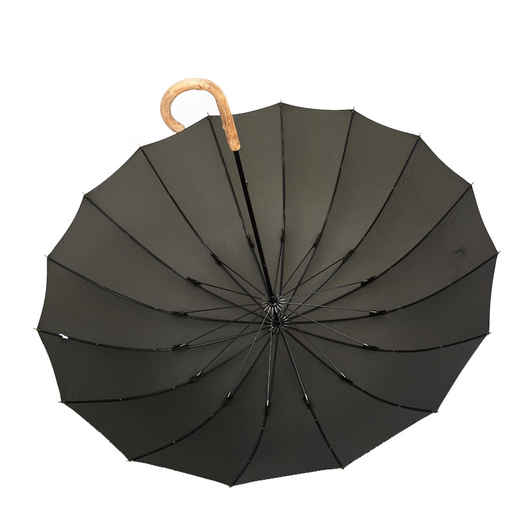Yonghuan Export 3895 yen 16 bones manual long handle umbrella for women Japanese retro wooden handle umbrella for boys, black 16 bone reinforcement + vine wood handle 108cm