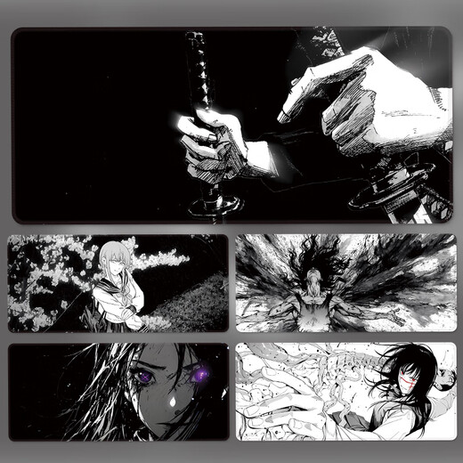 Black and white anime mouse pads are super large and simple desktop 2D e-sports desk pads office washable DT-1585 Black and white system-30 600x300mm 3mm