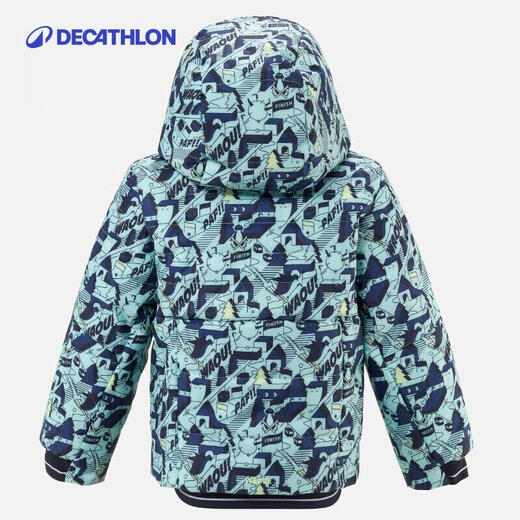 迪卡侬夹克冬季保暖滑雪服带帽男女小童3-5岁KIDK蓝色100-4557050