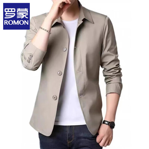 Romonjacke Herren Frühlings- und Herbst-Business Casual Anzug mittleren und jungen Menschen mit Mitte der Farbe Dünne koreanische koreanische schlanke Windbreaker-Jacke hellgrau 1048 m [Empfohlen 98-118jin [Jin entspricht 0,5 kg]]