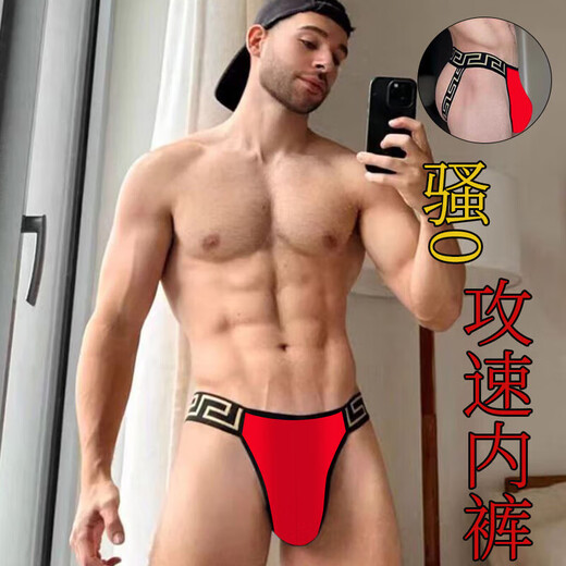 Sexy Double Thong Hip Men's Hip Expuesta Silk Rear Winsta baja T-Tousers Gay Gay Standy Style M Code 90-115Jin [Jin equivale a 0.5 kg] Y61 Doble tanga M90-115Jin [Jin equivale a 0.5 kg]