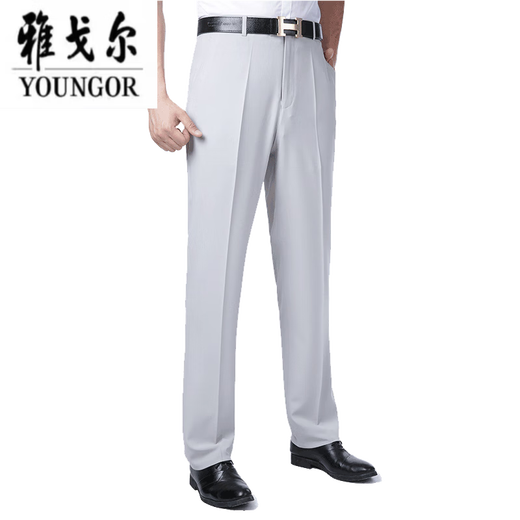 CEO Yageor Mulberry Seda West Pants Men Casual delgada delgada de mediana edad Padry Summer Línea recta Pantalones Beige 833 Mulberry S Size 29 cintura 2 pies 2 = 73c