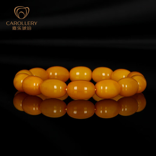 Jiale old beeswax bracelet for men and women, chicken oil yellow amber barrel bead bracelet, Baltic sea beeswax accessories, genuine gift for girlfriend, about 12.9-13.9g, 14 pieces