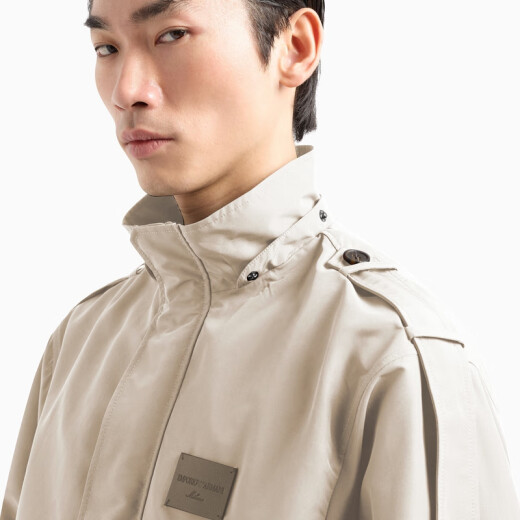 阿玛尼（ARMANI）25夏季新款男士可拆连帽立领短款夹克外套 U1098-曙光咖色 S 46 (：120-130斤)