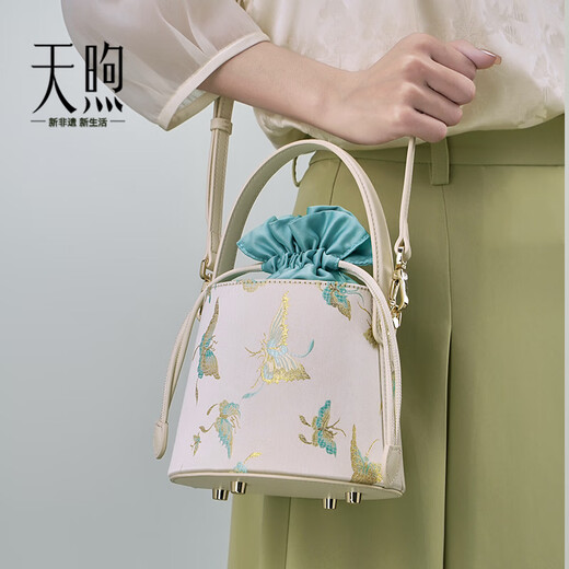 PmSix new Chinese style jacquard bag high-end bucket bag Chinese style portable crossbody mother bag Qingbai-gift box