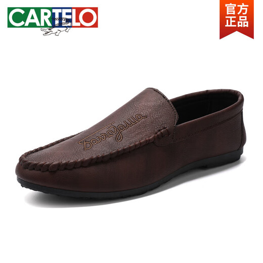 卡帝乐鳄鱼（CARTELO）2025青年夏季百搭韩版新款懒人豆豆鞋潮流休闲男士一脚蹬乐福鞋潮 D838黑色升级版 42