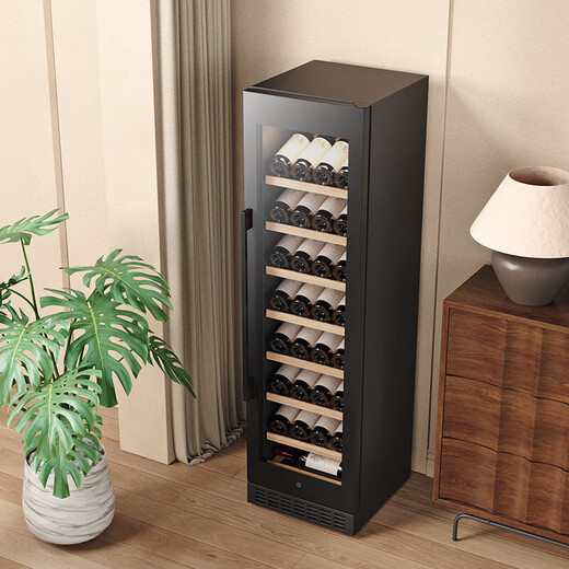 Bai Kailun red wine cabinet, first-class energy efficiency, constant temperature and moisturizing wine cabinet, zero embedded compressor, home wine storage, sake beer display refrigerator, fruit beverage refrigerator bar, upgraded smart anti-fog door丨single temperature丨hanging cup display丨188L air-cooled and frost-free