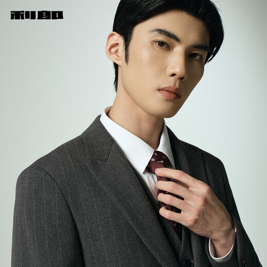 Lilang Brushed Suit Three Piece Men's Hem Hem 25 Autumn Striped Formal Suit Dark Gray XL 175/88A