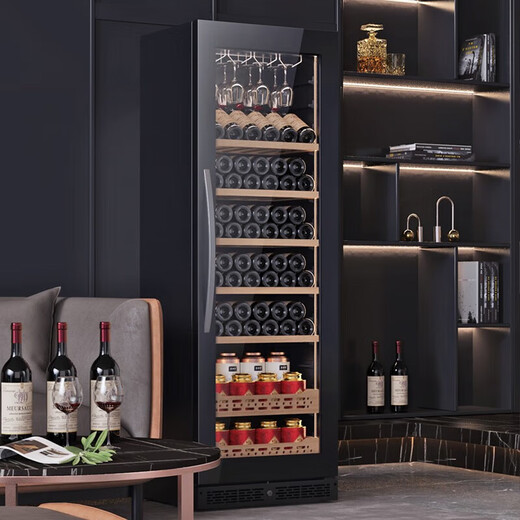 Bai Kailun red wine cabinet first-class energy efficiency constant temperature wine cabinet zero embedded home commercial living room display cabinet wine preservation refrigerator dual temperature air-cooled frost-free tea beverage white wine and foreign wine dual temperature zone 丨 red wine and tea 丨 60 bottles LOW-E anti-fog door