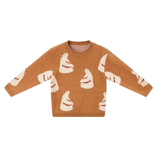 Milchbarnbaby rund Neck Pullover gestrickte Pullover Jungen und Mädchen Langarm warmes Boden Hemd Kinder Kaschmirpullover Einfacher Bär 80 cm